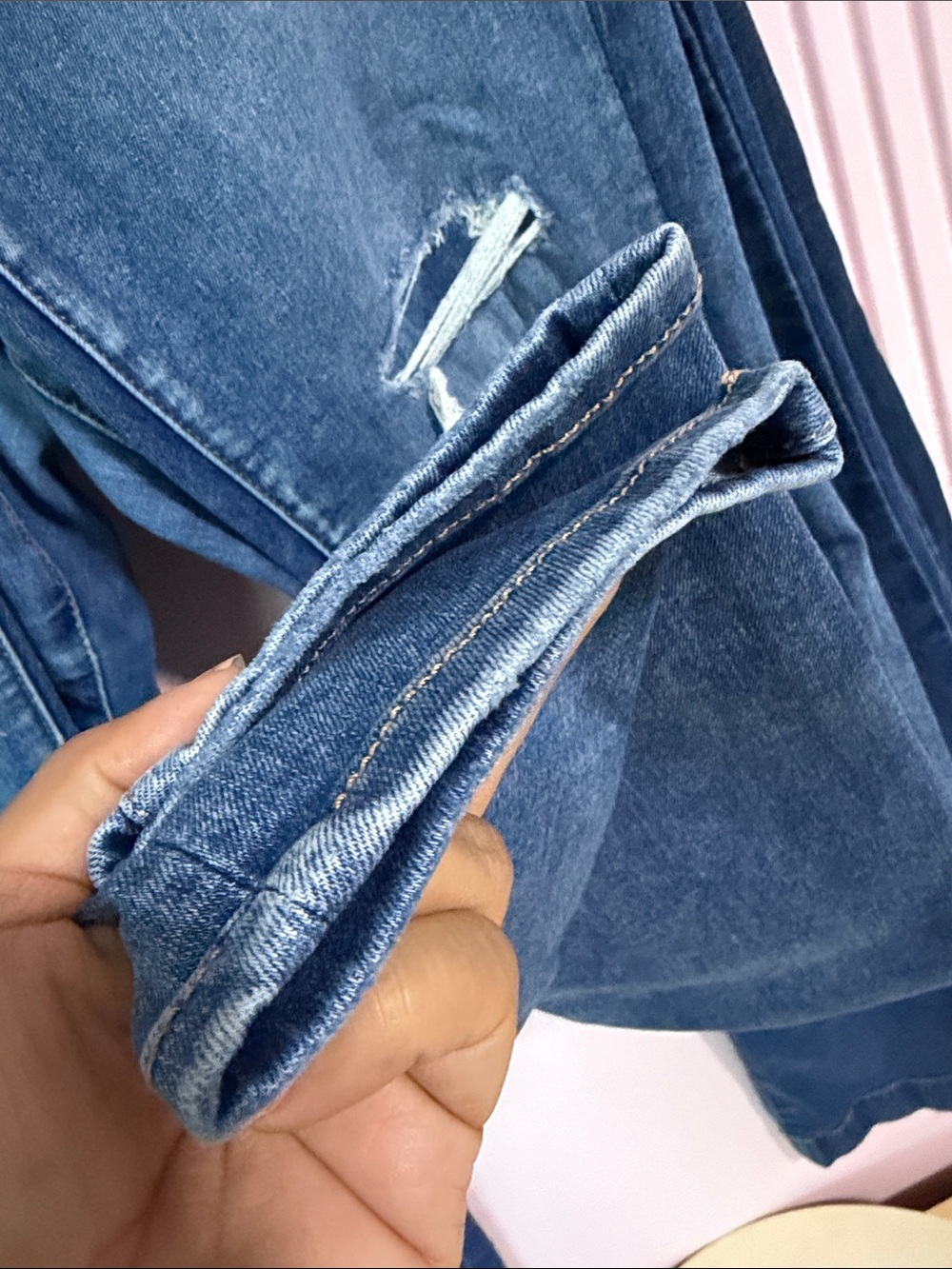 American Eagle Outfitters Blue Distressed Flare Jeans - Picture 5 of 11